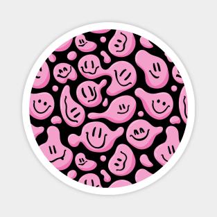 Pink Liquid Smiley Faces Magnet